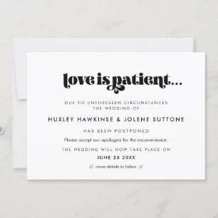 Vintage retro script Liefde is geduldig huwelijksk Kaart
