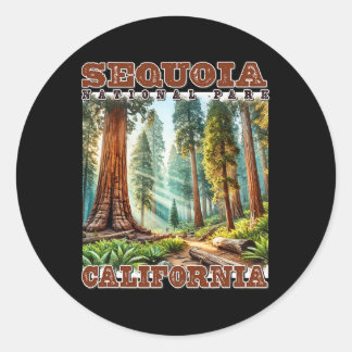 Vintage Retro Sequoia Nationale Camping Vakantie N Ronde Sticker
