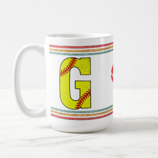 Vintage Retro Softbal Letter G Atletiek Koffiemok