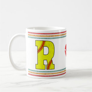 Vintage Retro Softbal Letter R Varsity Koffiemok