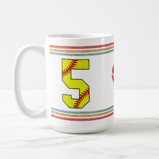 Vintage Retro Softbal Nummer 5 Vervuild Koffiemok