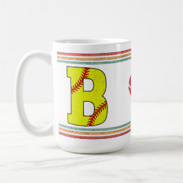 Vintage Retro Softball Letter B Artwork Koffiemok