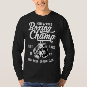 Vintage retro stijl boks handschoenen kampioenen a t-shirt