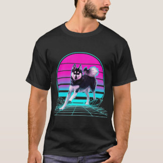 Vintage Retro Sunset Alaskan Klee Kai T-shirt