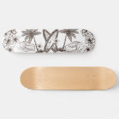 Vintage Retro Surf Vibes Palm Trees Hawaii Cali Skateboard (Horizontaal)