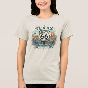 Vintage Retro Texas Mother Road Big Sky Kleding Tri-Blend Shirt