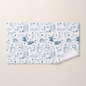 Vintage Retro Toile Motif Chat Catnip Blanc Bleu (Serviette à main)