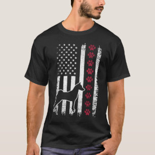 Vintage Retro USA Patriotic American Flag Basenji T-shirt