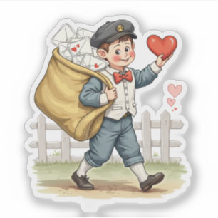 Vintage Retro Valentijn Postdienst Mail Sticker