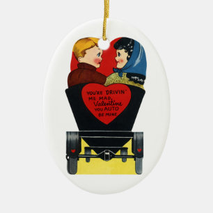 Vintage Retro Valentijnsdag, liefde en Romance Keramisch Ornament