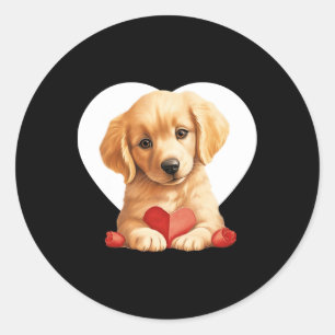 Vintage Retro Valentijnsdag Puppies Valentijn Ronde Sticker
