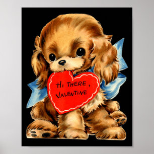 Vintage Retro Valentijnsdag Puppy Hond Valentijn F Poster