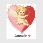 Vintage Retro Valentine Cupid Heart Sticker (Vel)