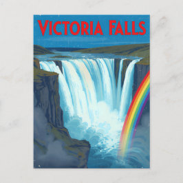 Vintage Retro Victoria Falls Rainbow Travel Briefkaart