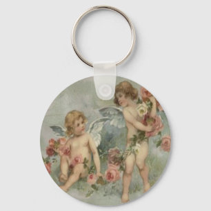 Vintage Retro Victoriaans Cherubs Valentijn Kaart Sleutelhanger