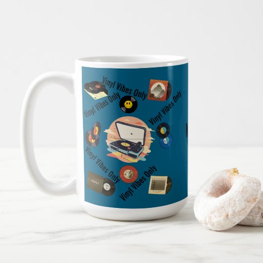 vintage retro vinyl Mug Koffiemok (Met donut)