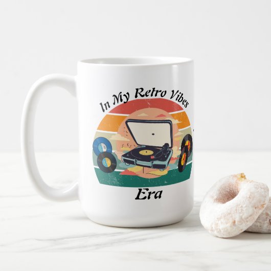 vintage retro vinyl Mug Koffiemok (Met donut)