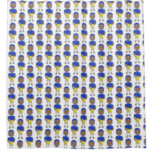 vintage retro voetballer blauw geel eenvoudig douchegordijn