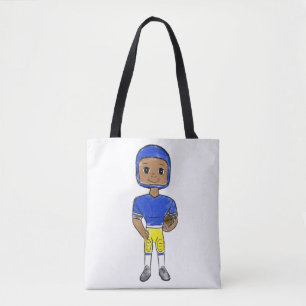 vintage retro voetballer blauw geel eenvoudig   draagtas