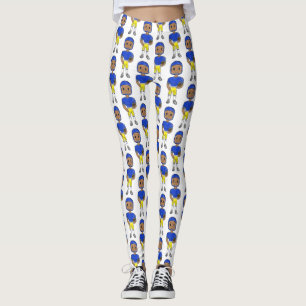 vintage retro voetballer blauw geel eenvoudig leggings