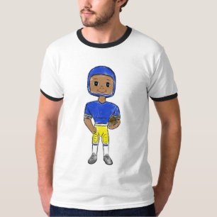 vintage retro voetballer blauw geel eenvoudig t-shirt