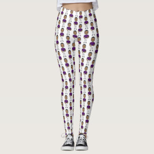 vintage retro voetballer paars zwart eenvoudig leggings