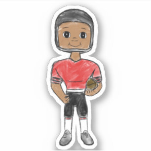 vintage retro voetballer zwart rood eenvoudig sticker