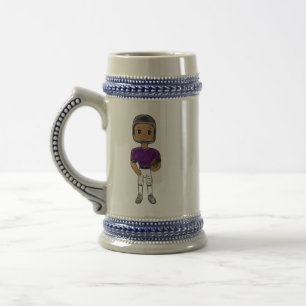 vintage retro voetbalspeler paars zwart eenvoudig bierpul