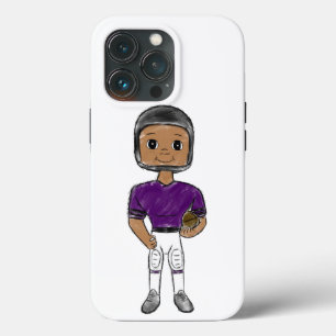vintage retro voetbalspeler paars zwart eenvoudig iPhone 13 pro hoesje