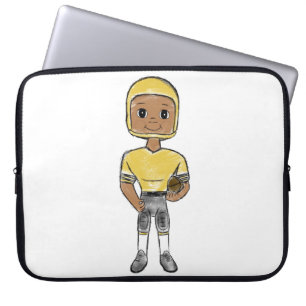 vintage retro voetbalspeler zwart geel eenvoudig laptop sleeve