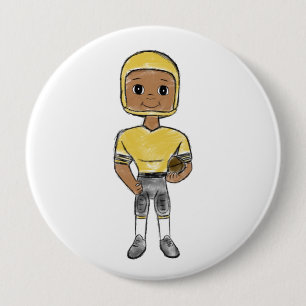 vintage retro voetbalspeler zwart geel eenvoudig ronde button 4,0 cm