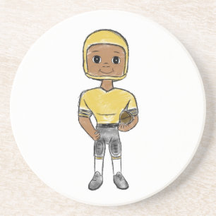 vintage retro voetbalspeler zwart geel eenvoudig zandsteen onderzetter