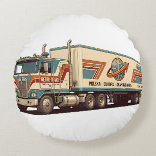 Vintage Retro Vrachtwagen Sierkussen Rond Kussen