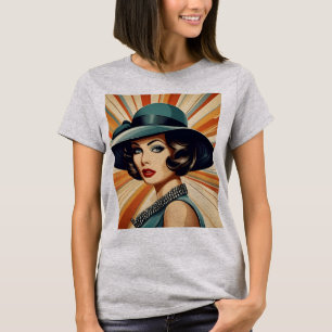 Vintage retro vrouw t-shirt