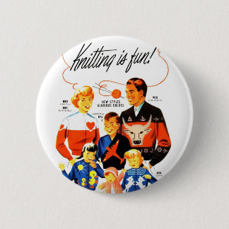 Vintage Retro vrouwen 60 jaar Knitting is leuk! Ronde Button 5,7 Cm