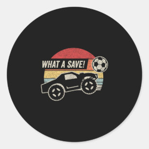 Vintage Retro Wat een redding! Raket Rc Voetbalaut Ronde Sticker