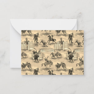 Vintage Retro Western Rodeo Cowboy Notitiekaart Notitiekaartje