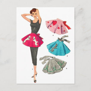 Vintage Retro Women 50s Fashion Poodle Skirt Apron Briefkaart