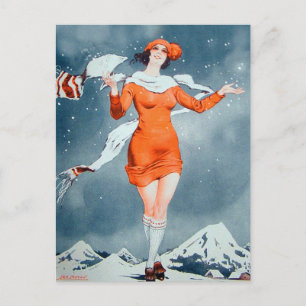 Vintage Retro Women French Vie Parisienne Briefkaart