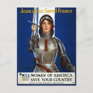 Vintage Retro Women Joan of Arc Saved France Briefkaart