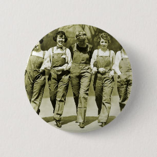 Vintage Retro Women Kitsch Jeans Overalls Girls Ronde Button 5,7 Cm