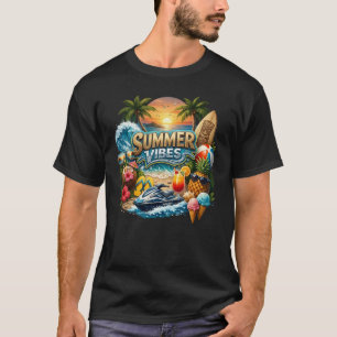 Vintage Retro Zomer Vibes Tropisch Strand Zonsonde T-shirt