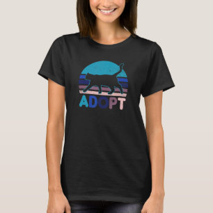 Vintage Retro Zonsondergang Adoptie Kat Adoptie T-shirt