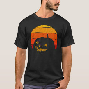 Vintage Retro Zonsondergang Halloween Pompoen I T-shirt