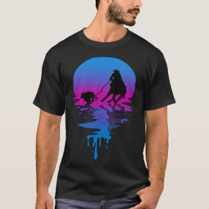 Vintage Retro Zonsondergang Kalf Touwslager T-shirt