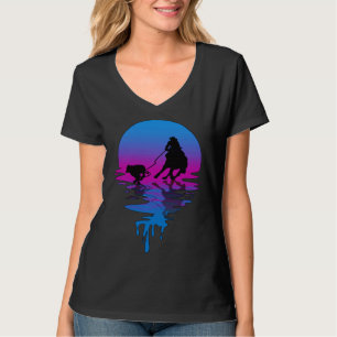 Vintage Retro Zonsondergang Kalveren Lasser T-shirt
