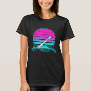Vintage Retro Zonsondergang Monteur Momentsleutel T-shirt