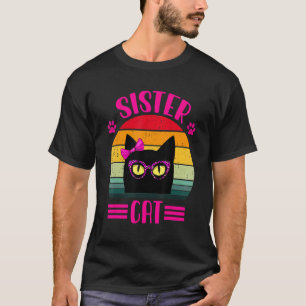 Vintage Retro Zus Kat Met Roze Luipaard Bril T-shirt