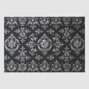 Vintage Retro Zwart en Zilver toile de jouy Tissuepapier