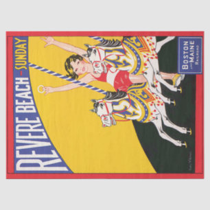 Vintage Revere Beach Draaimolen Poster Nostalgisch Tissuepapier